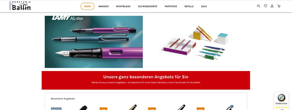 Kolbenfueller.de - Papeterie Ballin - hochwertige Schreibgeräte nun im neuen Shopware-Shop 